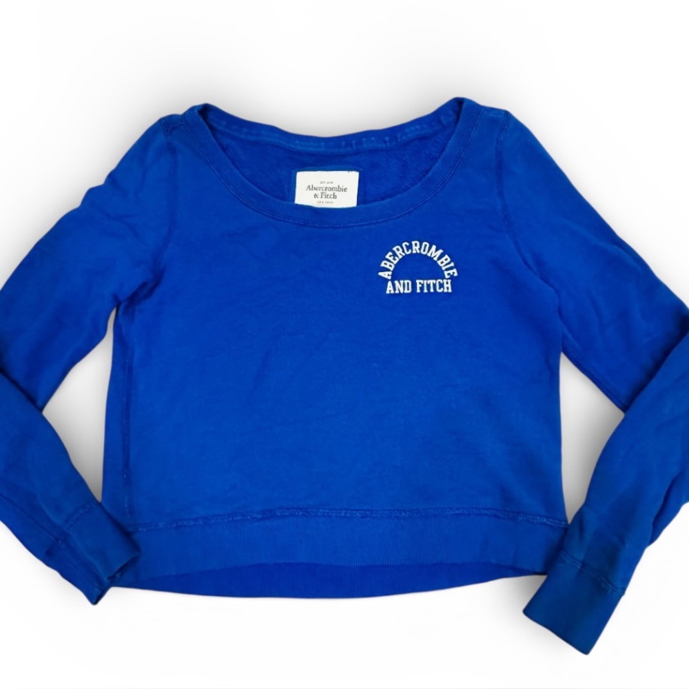 Abercrombie & Fitch Womens Crop Logo Sweater Size S Blue